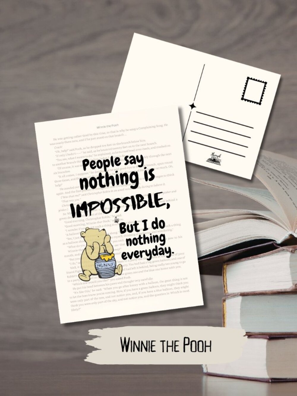 Winnie the Pooh Bookish Book Page Postcard Mini Art Print